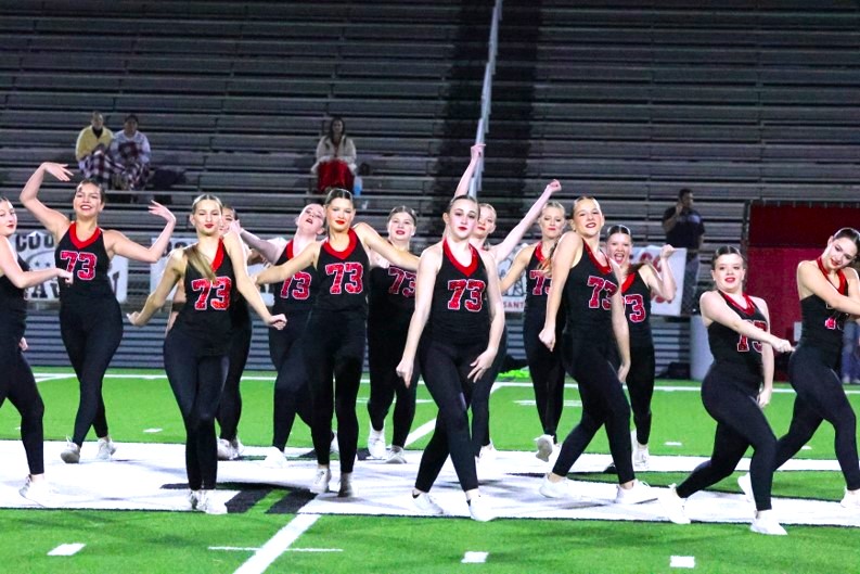 Kilgore High School's Hi-Steppers took the field for a performance Friday night on a familiar place, the turf at R.E. St. John Memorial Stadium, as Kilgore soccer blanked Carthage, 4-0. (Photo by DENNIS JACOBS - ETBLITZ.COM)