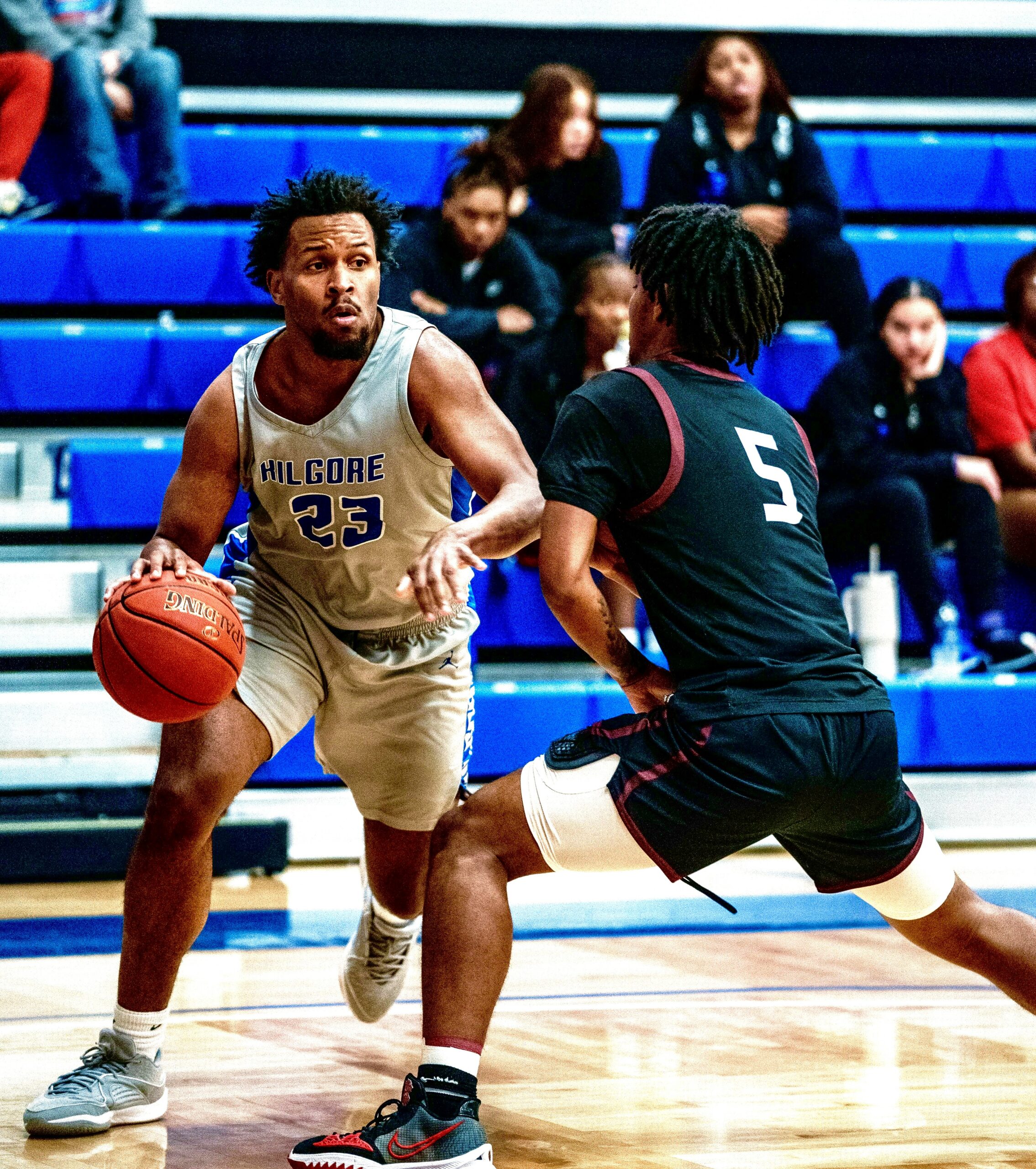 Kilgore College's Willie Williams had 20 points and 13 rebounds in a 65-53 win over Blinn in the Region XIV Conference Men's Basketball Tournament at Tyler Junior College on Thursday afternoon. Williams is pictured here in this file photo in a home game at Masters Gymnasium earlier this season. The Rangers (24-8) join the Lady Rangers in the semifinal round: the Lady Rangers will face Trinity Valley on Friday at 3 p.m., and the Rangers will play Lee College on Friday at 6 p.m. (File photo by ALEX NABOR - ETBLITZ.COM)