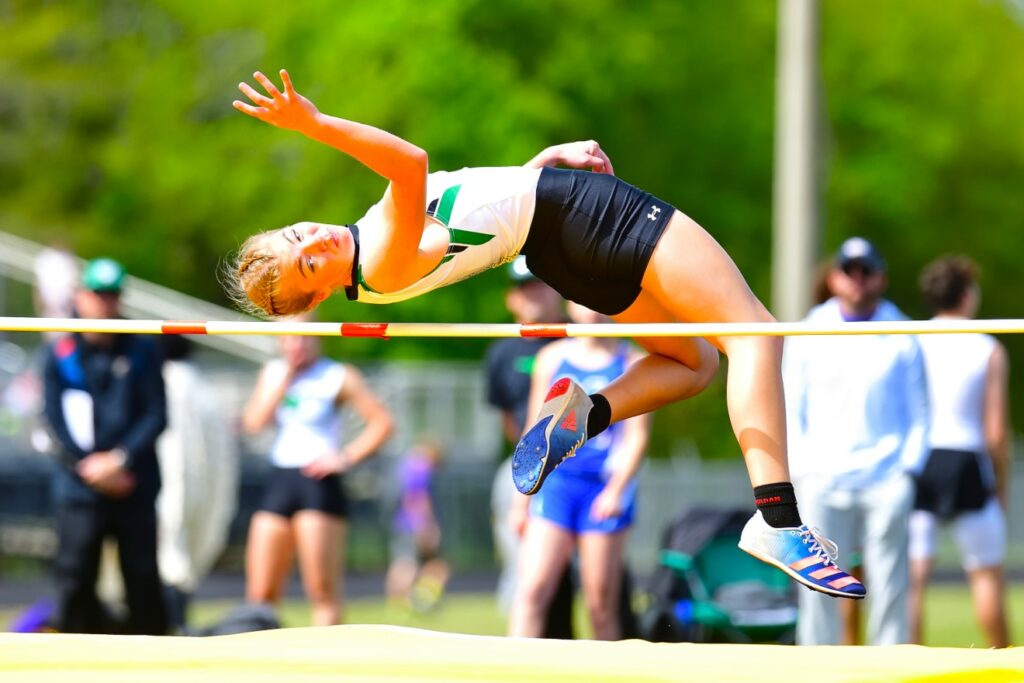 Siann Levoy is shown here in the high jump, competing for Overton in the District 22-2A meet at Alto on Thursday. (Photo by RONNIE SARTORS - SPORT SHOT PHOTOGRAPHY - ETBLITZ.COM)