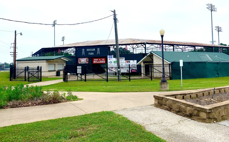 Kilgore dropped a 3-2 loss in 10 innings at home here at Driller Park (above) to Carthage on Friday night. The Diamond 'Dogs have just two games left in the 2024 regular season before the UIL Class 4A playoffs begin, and they're both against Spring Hill: at home Tuesday, then at Spring Hill on Friday. (Photo by MITCH LUCAS - ETBLITZ.COM)