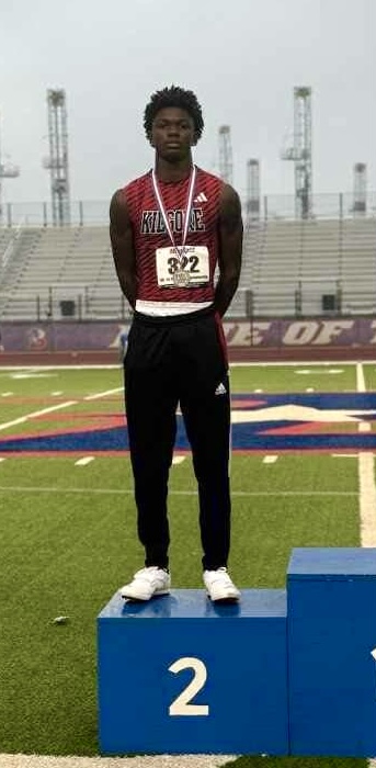 Kilgore's Jacory Walton, a state qualifier in the boys high jump after finishing second in the event in Bullard on Saturday morning! (Photo by NICK SANDERS - COURTESY OF KILGORE HIGH SCHOOL TRACK & FIELD)