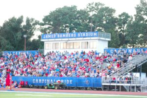 Sabine's stands at James Bamberg Stadium were treated to a good win Friday night, a 42-7 win over Harmony. Sabine quarterback Colt Sparks had three touchdown passes, all to XXXXXX, and Chris Williams had an interception return for a score. Sabine (2-0) plays at New Diana (2-0) next week. (Photo by JENNA LUCAS - ETBLITZ.COM)