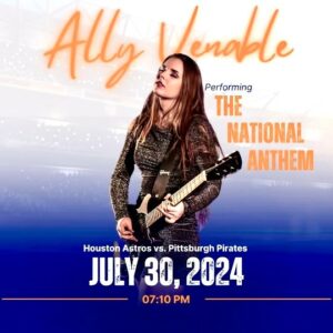 Kilgore native and musician Ally Venable will perform the National Anthem on her guitar Tuesday night prior to the Houston Astros' home game against Pittsburgh Tuesday night. (Courtesy photo)