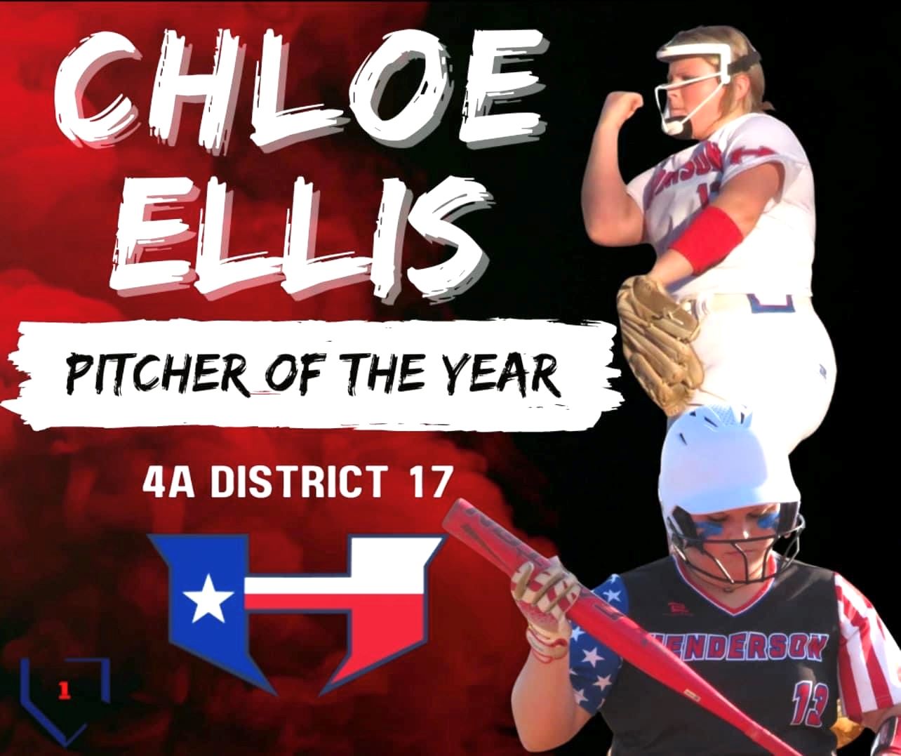 Henderson's Chloe Ellis, shown here in dynamic artwork by the softball program's Facebook page, was named pitcher of the year as a part of the District 17-4A All-District softball team. (Photo courtesy of HENDERSON LIONS SOFTBALL FACEBOOK)