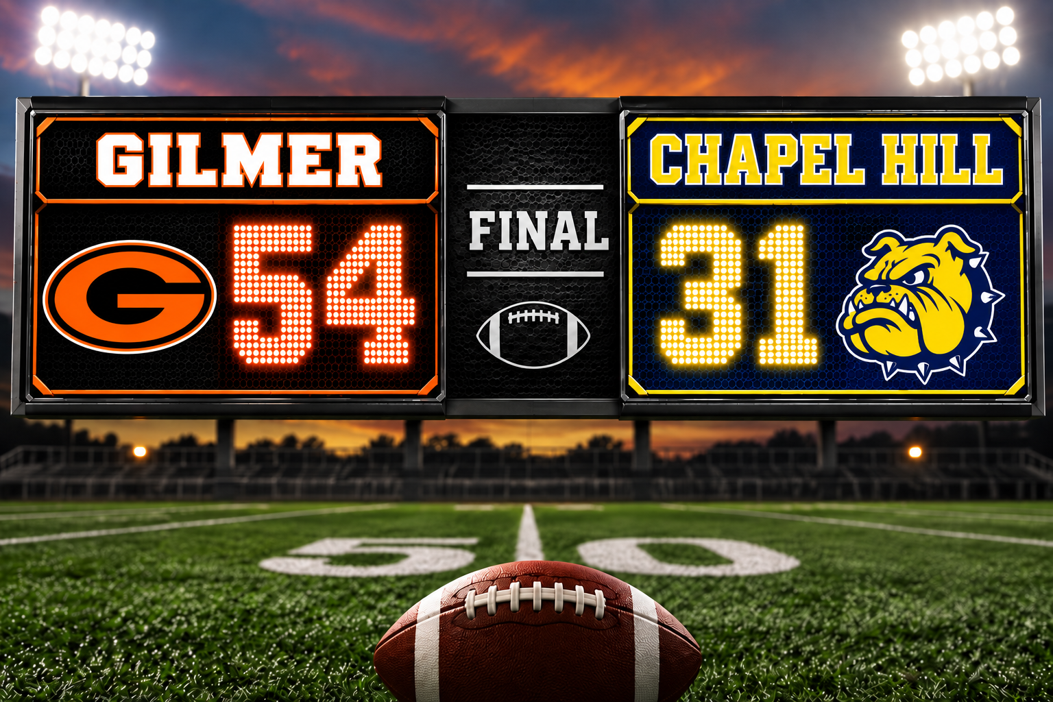GILMER-CHHS SCOREBOARD