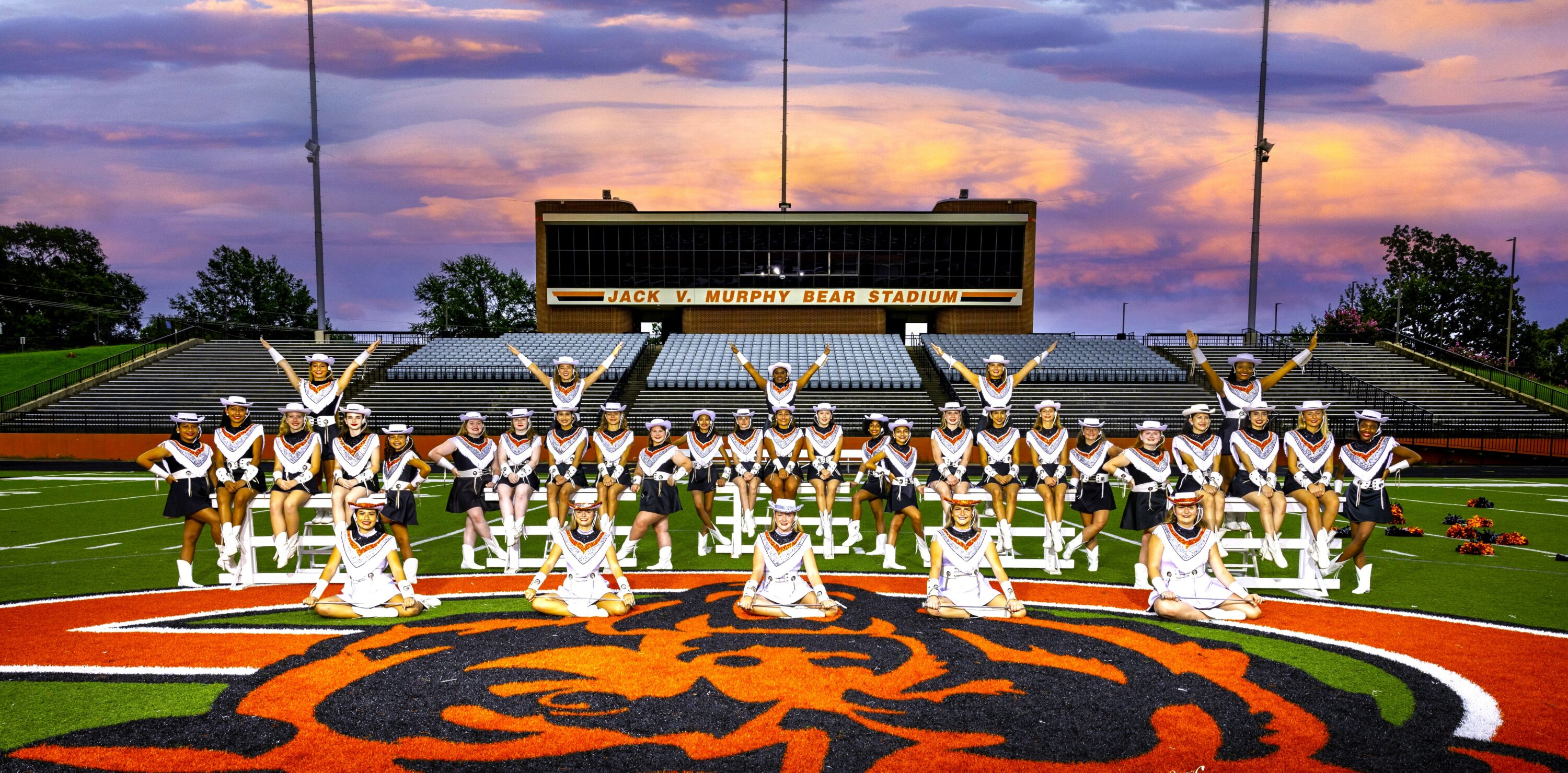 The 2024-25 Gladewater High School HoneyBears, about to begin their 45th season, and their director, Diane Clark, will begin her 35th at the helm of the team. (Photo courtesy of the GLADEWATER HONEYBEARS)