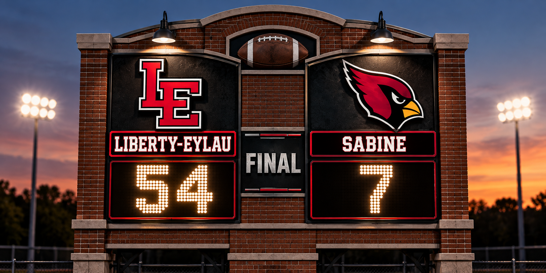 Liberty-Eylau Final Scoreboard at Sunset