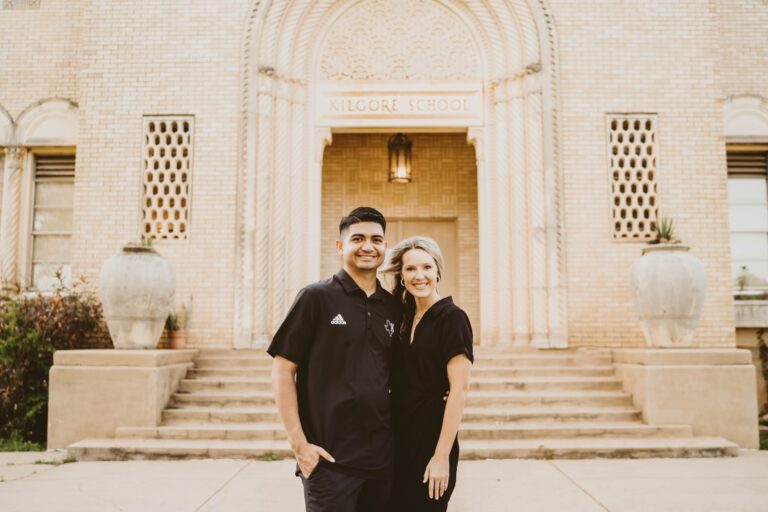 Kilgore High School doesn't have a more powerful one-two punch than Hector and Laycen Peralez. Laycen is the director of the school's prestigious Hi-Steppers drill team, and Hector is the head coach of the Bulldogs' boys soccer team and boys cross country team. (Photo by COURTNEY ALLEN PHOTOGRAPHY)